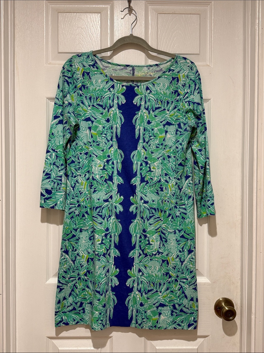 Lilly Pulitzer Blue and Green Botanical Print Midi Dress
